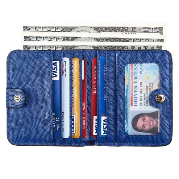 Bright Blue Leather Compact Wallet - Picture 2 of 6